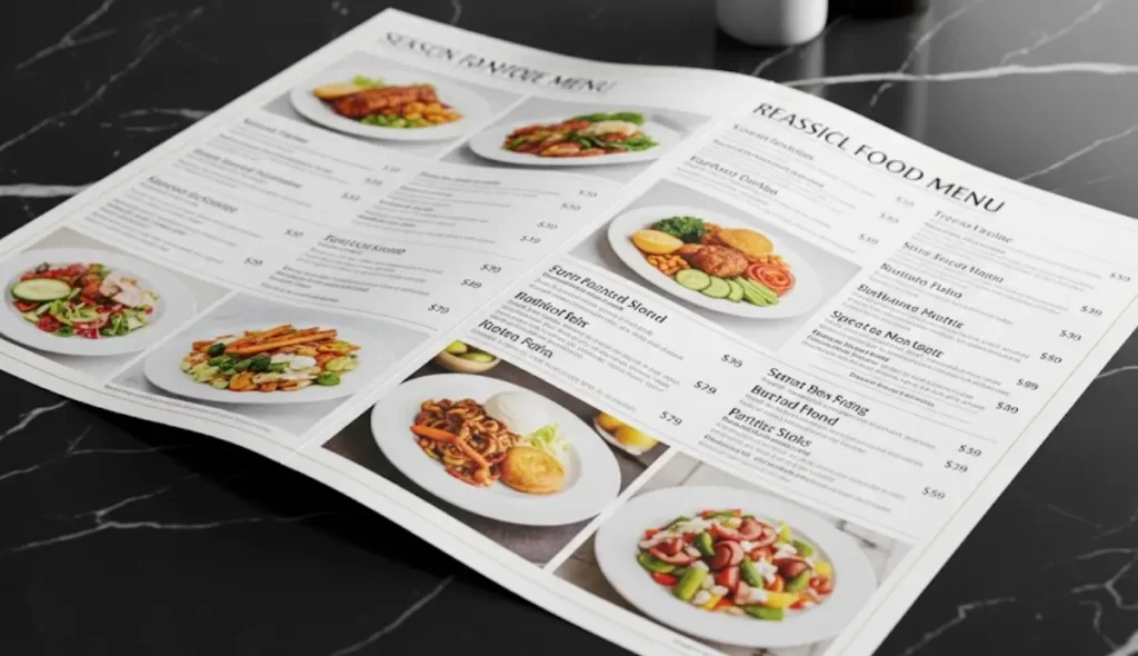 ukuran standar buku menu makanan